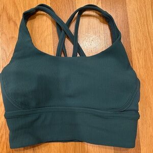 Lululemon “green jasper” ribbed energy bra size 4